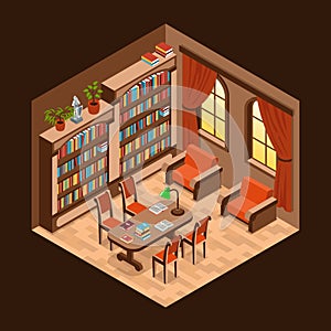 Isometric Library Interior