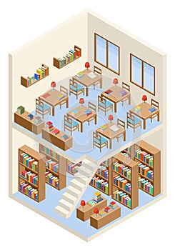 Isometric library and reading room