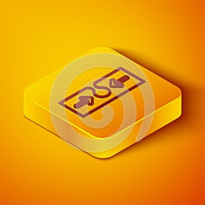 Isometric line Acne icon isolated on orange background. Inflamed pimple on the skin. The sebum in the clogged pore