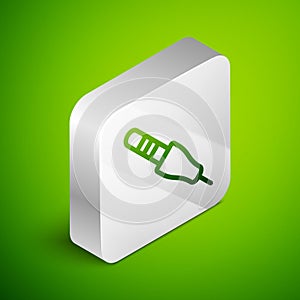 Isometric line Audio jack icon isolated on green background. Audio cable for connection sound equipment. Plug wire