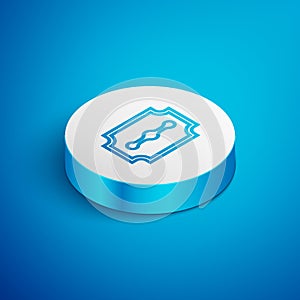 Isometric line Blade razor icon isolated on blue background. White circle button. Vector Illustration