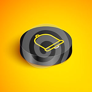 Isometric line Church bell icon isolated on yellow background. Alarm symbol, service bell, handbell sign, notification