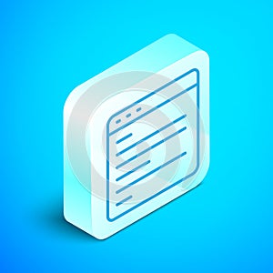Isometric line Computer api interface icon isolated on blue background. Application programming interface API technology