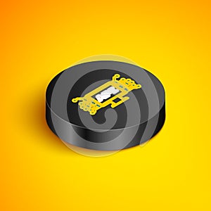 Isometric line Computer api interface icon isolated on yellow background. Application programming interface API