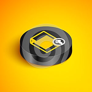 Isometric line Document protection concept icon isolated on yellow background. Confidential information and privacy idea