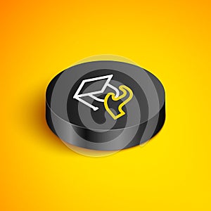 Isometric line Education grant icon isolated on yellow background. Tuition fee, financial education, budget fund