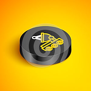 Isometric line Mars rover icon isolated on yellow background. Space rover. Moonwalker sign. Apparatus for studying