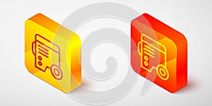 Isometric line Portable power electric generator icon isolated on grey background. Industrial and home immovable power