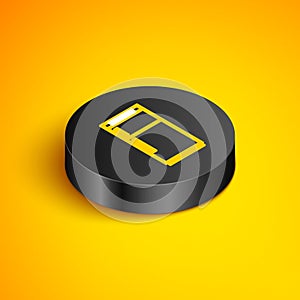 Isometric line Refrigerator icon isolated on yellow background. Fridge freezer refrigerator. Household tech and