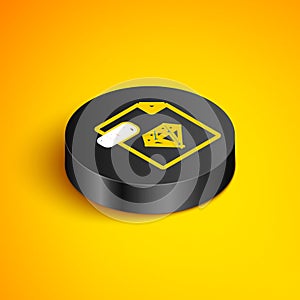 Isometric line RUBY file document. Download ruby button icon isolated on yellow background. RUBY file symbol. Black