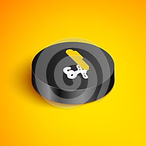 Isometric line Signature line icon isolated on yellow background. Pen and undersign, underwrite, ratify symbol. Black