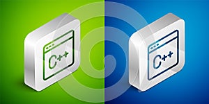 Isometric line Software, web developer programming code icon isolated on green and blue background. Javascript computer