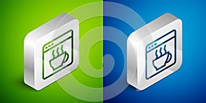 Isometric line Software, web developer programming code icon isolated on green and blue background. Javascript computer