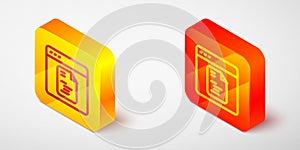 Isometric line Software, web developer programming code icon isolated on grey background. Javascript computer script