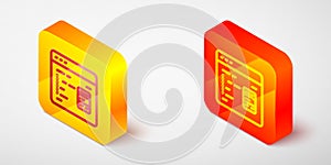 Isometric line Software, web developer programming code icon isolated on grey background. Javascript computer script
