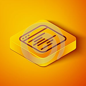 Isometric line Software, web developer programming code icon isolated on orange background. Javascript computer script