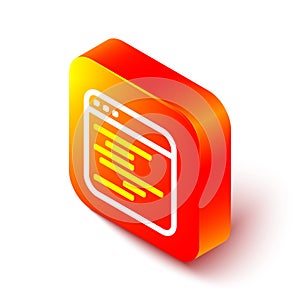 Isometric line Software, web developer programming code icon isolated on white background. Javascript computer script