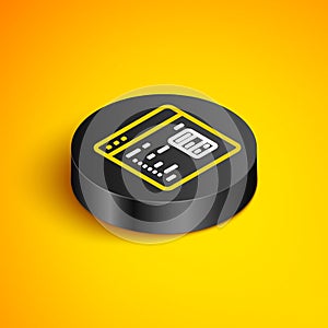 Isometric line Software, web developer programming code icon isolated on yellow background. Javascript computer script