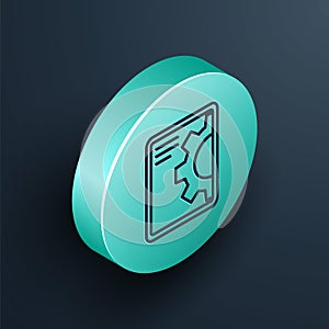 Isometric line Software, web development, programming concept icon isolated on black background. Programming language