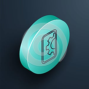 Isometric line Software, web development, programming concept icon isolated on black background. Programming language