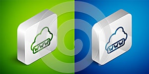 Isometric line Software, web development, programming concept icon isolated on green and blue background. Programming