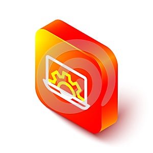 Isometric line Software, web development, programming concept icon isolated on white background. Programming language