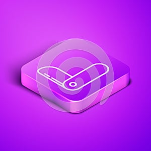 Isometric line Swiss army knife icon isolated on purple background. Multi-tool, multipurpose penknife. Multifunctional