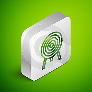 Isometric line Target icon isolated on green background. Dart board sign. Archery board icon. Dartboard sign. Business