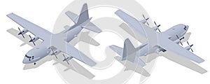 Isometric Lockheed C-130 Hercules, American four-engine turboprop military transport aircraft. Military transport