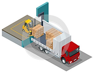 Isometric Logistics and Delivery concept. Delivery home and office. Logistics, Warehouse, Freight, Cargo Transportation