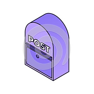 Isometric mail icon with 3d mailbox. Newsletter sending background. Vector illustration concept