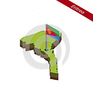 Eritrea Isometric map and flag. Vector Illustration