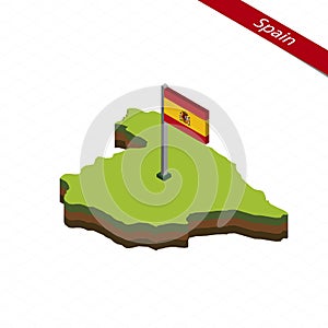 Spain Isometric map and flag. Vector Illustration