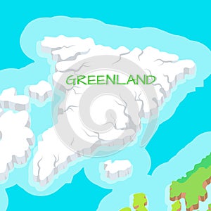 Isometric Map of Greenland Detailed Illustration. photo