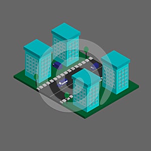 Isometric Market Building Architecture Vector Illustration