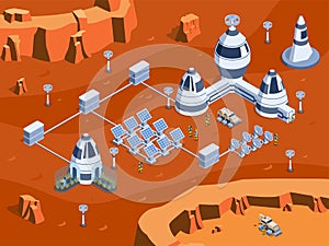 Isometric Mars Colonization Illustration