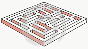 Isometric Maze with Clear Path, Problem Solving and Strategy, vector design Generative AI