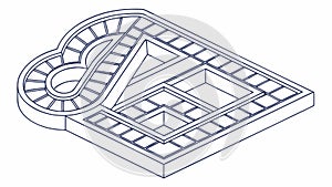 Isometric Maze Design: Complex Puzzle Architecture, vector design Generative AI