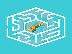 Isometric maze, gold key