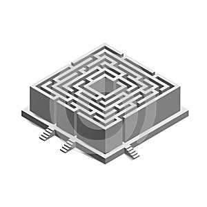 Isometric maze, labyrinth for business concept, infographic template.