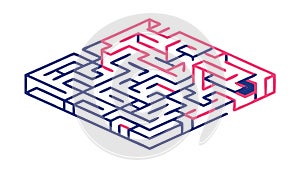 Isometric Maze Outline, Problem Solving Challenge, vector design Generative AI