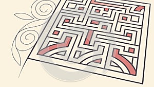 Isometric Maze Pattern for Challenging Visuals, vector design Generative AI