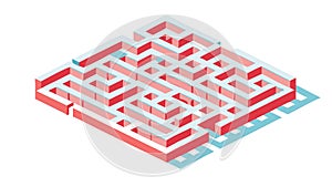 Isometric Maze Puzzle Game Logic Challenge Solution, vector design Generative AI