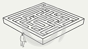 Isometric Maze Puzzle with Person, Challenge and Problem Solving, vector design Generative AI
