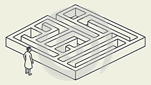 Isometric Maze Puzzle with Person Vector, vector design Generative AI