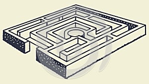 Isometric Maze Puzzle Vector Art, Strategic Problem-Solving Game, vector design Generative AI
