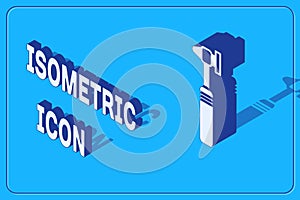 Isometric Medical otoscope tool icon isolated on blue background. Medical instrument. Vector Illustration