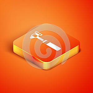 Isometric Medical otoscope tool icon isolated on orange background. Medical instrument. Vector Illustration