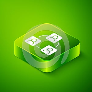 Isometric Meeting icon isolated on green background. Business team meeting, discussion concept, analysis, content