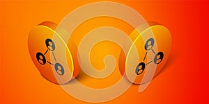 Isometric Meeting icon isolated on orange background. Business team meeting, discussion concept, analysis, content